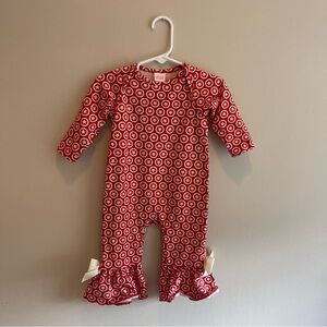 Ricrac&Ruffles boutique one piece outfit red and white with stars 12m